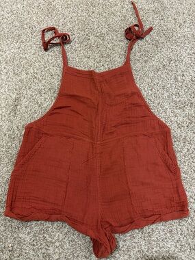 Abercrombie & Fitch Rust Red Gauze Tie-Strap Romper